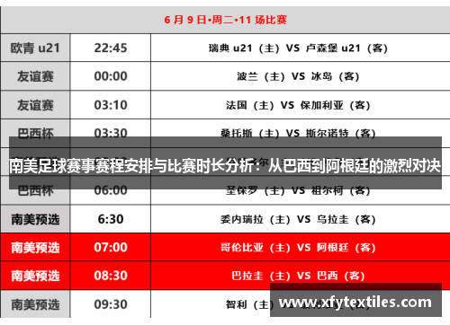 南美足球赛事赛程安排与比赛时长分析：从巴西到阿根廷的激烈对决